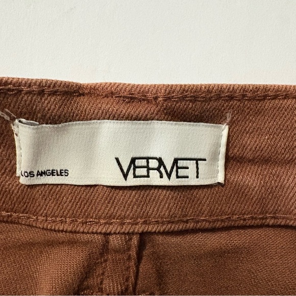 Vervet Rust Color Straight Leg Cargo Jeans with Elastic Waist. - Picture 5 of 16